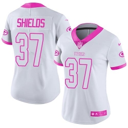 Nike Packers #37 Sam Shields White Pink Womens Stitched NFL Limited Rush Fashion Jersey