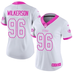 Nike Packers #96 Muhammad Wilkerson White Pink Womens Stitched NFL Limited Rush Fashion Jersey