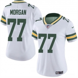 Women Green Bay Packers 77 Jordan Morgan White 2024 Draft Vapor Untouchable Limited Stitched Jersey