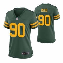 Women Green Bay Packers 90 Jarran Reed Green Legend Stitched Jersey 28Run Small 2