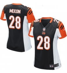 Womens Nike Cincinnati Bengals 28 Joe Mixon Game Black Team Color NFL Jersey