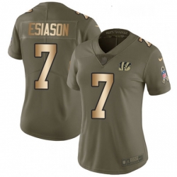 Womens Nike Cincinnati Bengals 7 Boomer Esiason Limited OliveGold 2017 Salute to Service NFL Jersey