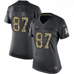 Womens Nike Green Bay Packers 87 Jordy Nelson Limited Black 2016 Salute to Service NFL Jersey