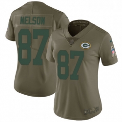 Womens Nike Green Bay Packers 87 Jordy Nelson Limited Olive 2017 Salute to Service NFL Jersey