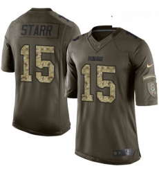 Youth Nike Green Bay Packers 15 Bart Starr Elite Green Salute to Service NFL Jersey