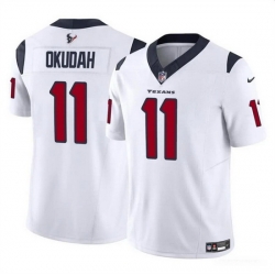 Men Houston Texans 11 Jeff Okudah White 2024 F U S E Vapor Untouchable Stitched Football Jersey