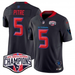 Men Houston Texans 5 Jalen Pitre Navy 2nd Alternate F U S E  2024 AFC South Division Champions Vapor Limited Stitched Football Jersey