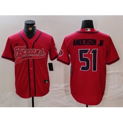 Men Houston Texans 51 Will Anderson Jr  Red With Patch Cool Base Stitched Baseball Jersey