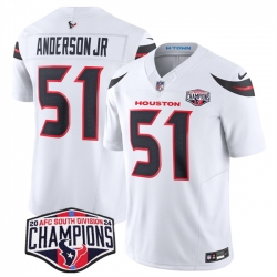 Men Houston Texans 51 Will Anderson Jr  White F U S E  2024 AFC South Division Champions Vapor Limited Stitched Football Jersey