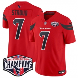 Men Houston Texans 7 C J  Stroud Red F U S E  2024 AFC South Division Champions Vapor Limited Stitched Football Jersey