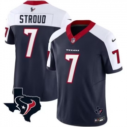 Men Houston Texans 7 C J  Stroud White Navy 2023 F U S E  Vapor Untouchable Limited Stitched Football Jersey