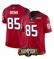 Men Houston Texans 85 Noah Brown Red 2023 F U S E  AFC South Champions Patch Vapor Untouchable Limited Stitched Football Jersey