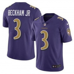 Men Nike Baltimore Ravens #3 Odell Beckham Jr Purple Color Rush Limited Jersey