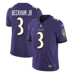 Men Nike Baltimore Ravens #3 Odell Beckham Jr Purple Vapor Untouchable Limited Jersey