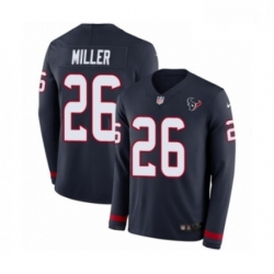 Men Nike Houston Texans 26 Lamar Miller Limited Navy Blue Therma Long Sleeve NFL Jersey