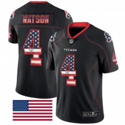 Men Nike Houston Texans 4 Deshaun Watson Limited Black Rush USA Flag NFL Jersey