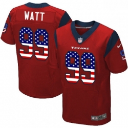 Men Nike Houston Texans 99 JJ Watt Elite Red Alternate USA Flag Fashion NFL Jersey