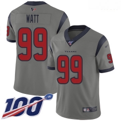 Texans 99 J J  Watt Gray Men Stitched Football Limited Inverted Legend 100th Season Jersey