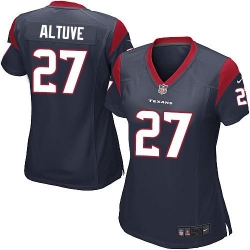 Nike Texans #27 Jose Altuve Navy Blue Team Color Womens Stitched NFL Elite Jersey