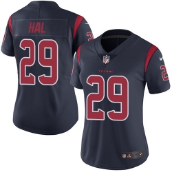 Nike Texans #29 Andre Hal Navy Blue Womens Stitched NFL Limited Rush Jersey