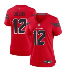 Women Houston Texans 12 Nico Collins Red 2024 2nd Alternate F U S E Vapor Stitched Jersey