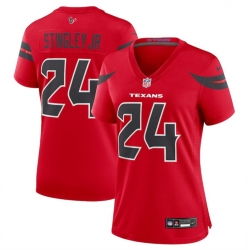 Women Houston Texans 24 Derek Stingley Jr  Red 2024 Alternate Stitched Jersey