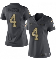 Womens Nike Houston Texans 4 Deshaun Watson Limited Black 2016 Salute to Service NFL Jersey