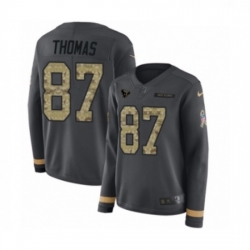 Womens Nike Houston Texans 87 Demaryius Thomas Limited Black Salute to Service Therma Long Sleeve NFL Jersey