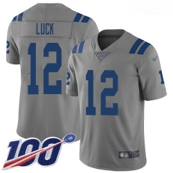 Colts 12 Andrew Luck Gray Men Stitched Football Limited Inverted Legend 100th Season Jersey