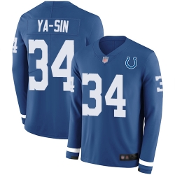 Colts 34 Rock Ya Sin Royal Blue Team Color Men Stitched Football Limited Therma Long Sleeve Jersey