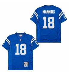 Men Indianapolis Colts 18 Peyton Manning Blue Throwback Stitched Jersey