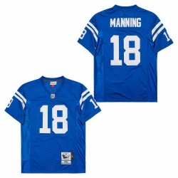 Men Indianapolis Colts 18 Peyton Manning Blue Throwback Stitched Jersey