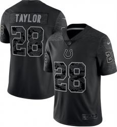 Men Indianapolis Colts 28 Jonathan Taylor Black Reflective Limited Stitched Football Jersey