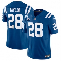 Men Indianapolis Colts 28 Jonathan Taylor Blue 2024 F U S E  With 2 Star C Patch Vapor Limited Stitched Football Jersey