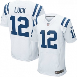 Men Nike Indianapolis Colts 12 Andrew Luck Elite White NFL Jersey