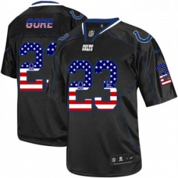 Men Nike Indianapolis Colts 23 Frank Gore Elite Black USA Flag Fashion NFL Jersey