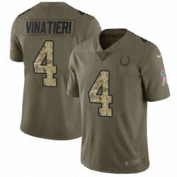 Men Nike Indianapolis Colts 4 Adam Vinatieri Limited OliveCamo 2017 Salute to Service NFL Jersey