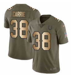 Nike Colts 38 T J  Carrie Olive Gold Men Stitched NFL Limited 2017 Salute To Service Jersey