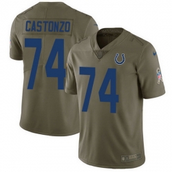 Nike Colts 74 Anthony Castonzo Olive Men Stitched NFL Limited 2017 Salute To Service Jersey