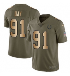 Nike Colts 91 Sheldon Day Olive Gold Men Stitched NFL Limited 2017 Salute To Service Jersey