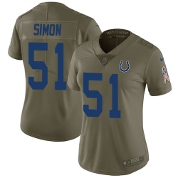 Nike Colts #51 John Simon Olive Womens Stitched NFL Limited 2017 Salute to Service Jersey