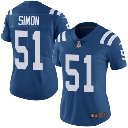 Nike Colts #51 John Simon Royal Blue Team Color Womens Stitched NFL Vapor Untouchable Limited Jersey