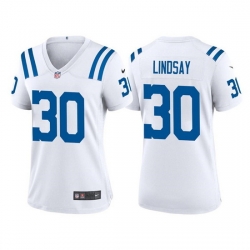 Women Indianapolis Colts 30 Phillip Lindsay White Stitched Jersey 28Run Small 2