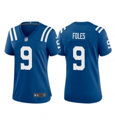 Women Indianapolis Colts 9 Nick Foles Royal Stitched Game Jersey 28Run Small 2