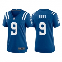 Women Indianapolis Colts 9 Nick Foles Royal Stitched Game Jersey 28Run Small 2