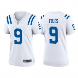Women Indianapolis Colts 9 Nick Foles White Stitched Game Jersey 28Run Small 2