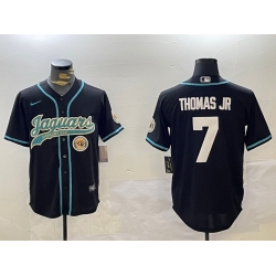 Men Jacksonville Jaguars 7 Brian Thomas Jr Black With Patch Cool Base Stitched Baseball Jersey 2