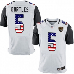 Men Nike Jacksonville Jaguars 5 Blake Bortles Elite White Road USA Flag Fashion NFL Jersey