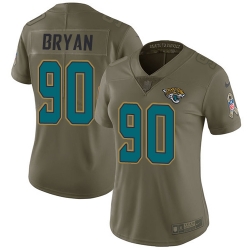 Nike Jaguars #90 Taven Bryan Olive Womens Stitched NFL Limited 2017 Salute to Service Jersey