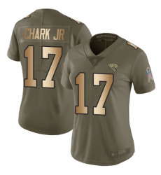 Women Jaguars 17 DJ Chark Jr Olive Gold Stitched Football Limited 2017 Salute to Service Jersey